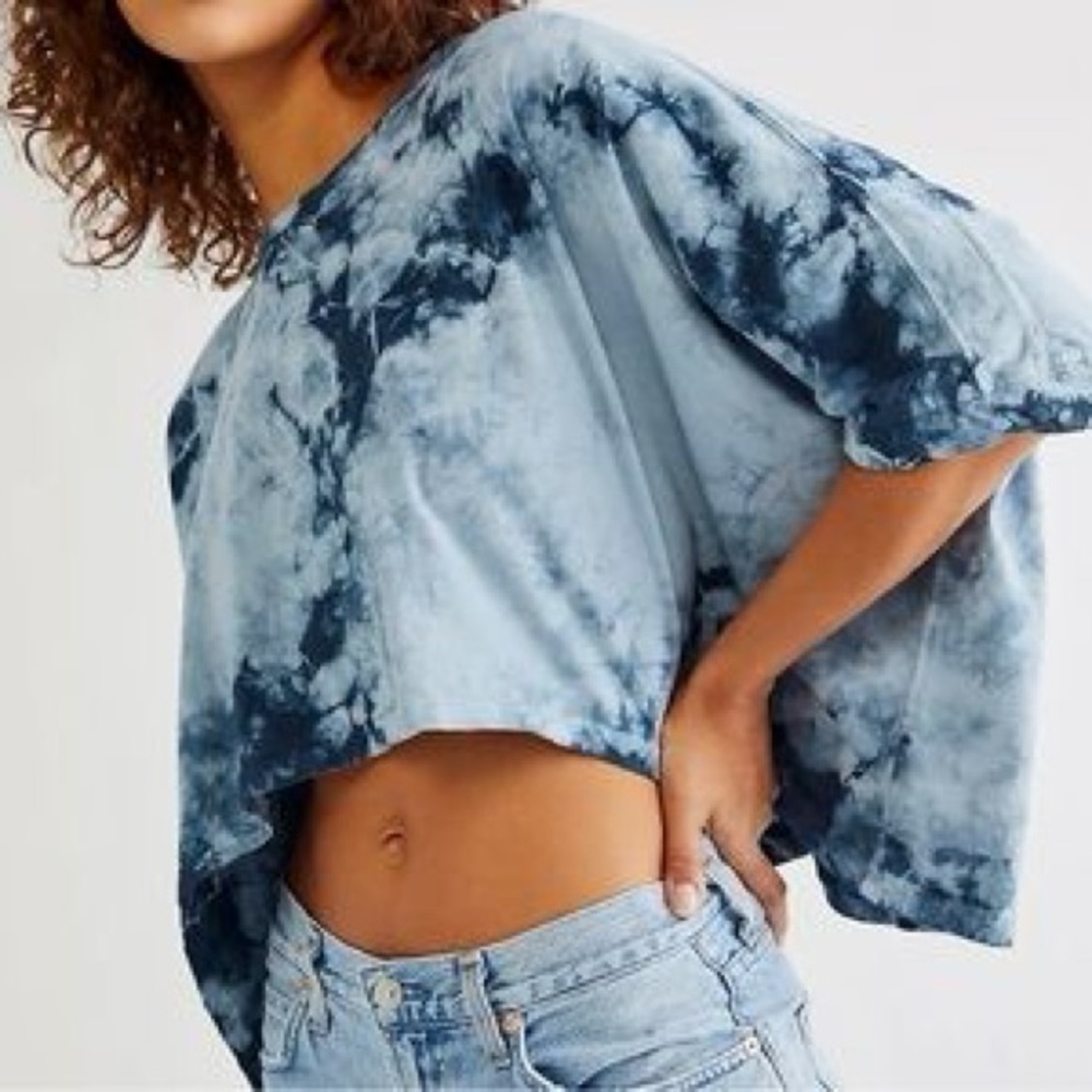 Free People x Vintage Souls LA Tie dye cropped oversized tee size M